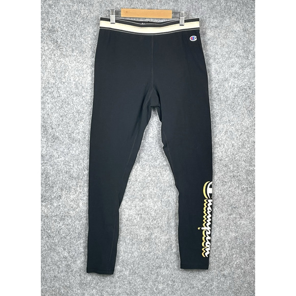 Champion Womens Base Layer Metallic Spellout Leggings Size L Athleisure Stretch - Picture 1 of 9